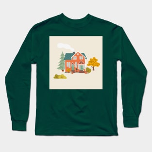 Countryside house surrounded by Autumn plants Long Sleeve T-Shirt